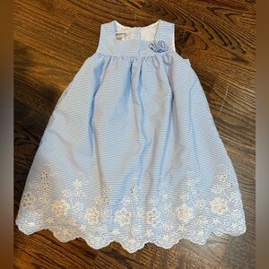 Bonnie Jean blue and white embroidered dress. Size girls 6. Fully lined.